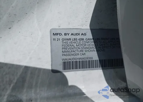 2022 Audi A3 Premium 40 Tfsi Front-Wheel Drive S Tronic from USA, damaged, VIN WAUAUDGY8NA026355